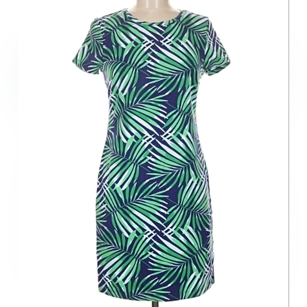 Old Navy Green and Navy Palm Leaf Print Mini Dress